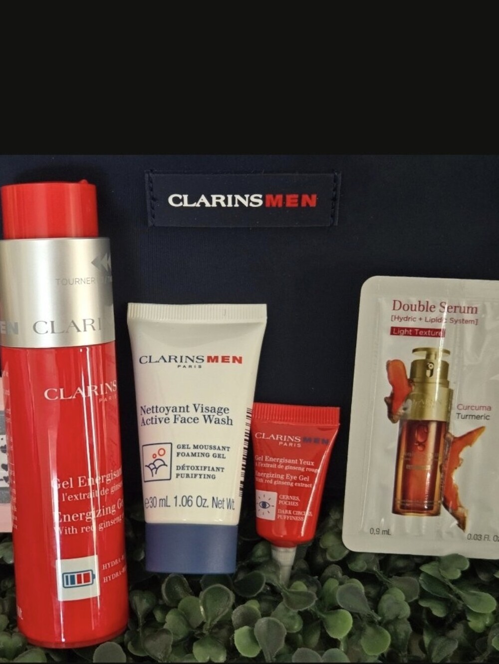ClarinsMen Energizing Essentials 4-Piece Skincare Gift Set With Navy Travel Bag